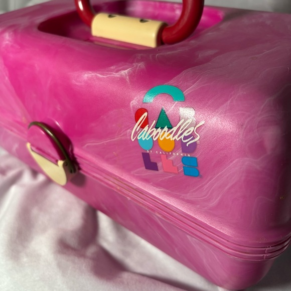 Vintage Caboodles Makeup Case Organizer Pink Marble 90s Y2K Cosmetic Box Mirror - Picture 7 of 13